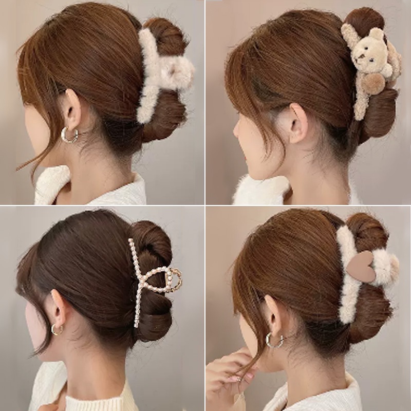 Kẹp Tóc Phối Lông Phong Cách Hàn Quốc Thời Trang Cho Nữ