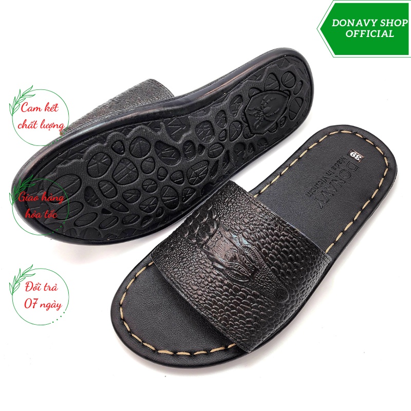 Dép Quai Ngang Da Bò 100% - Quai Cá Sấu - Hàng Handmade Chắc Chắn D.csdn