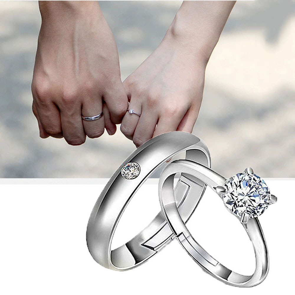 SOMEDAYZL Trendy|Ring Wedding Party Fashion Accessories Finger Rings Set Women Men Opening Adjustable  1 Pair Simple|Plated Couple Jewelry/Multicolor