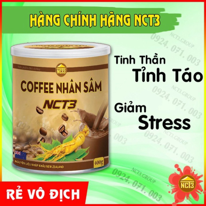 Rẻ Vô Địch Cà Phê Nhân Sâm - Giảm Cân, Tỉnh Táo 400g ( Hàng chính hãng công ty NCT3 )