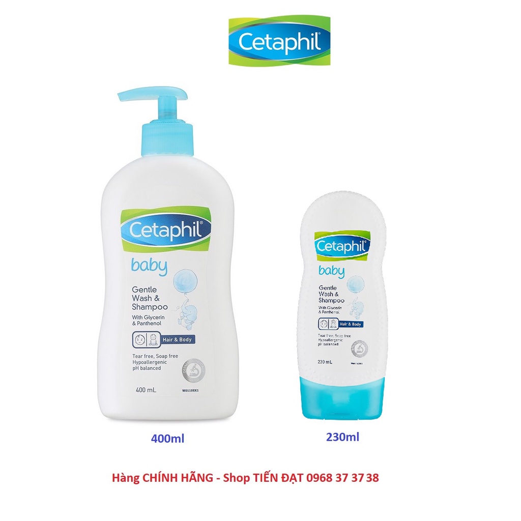 Sữa tắm gội Cetaphil Baby Gentle Wash & Shampoo 230ml -400ml - Đức (hỗ trợ chống rôm sảy, mẩn đỏ, viêm da cơ địa)