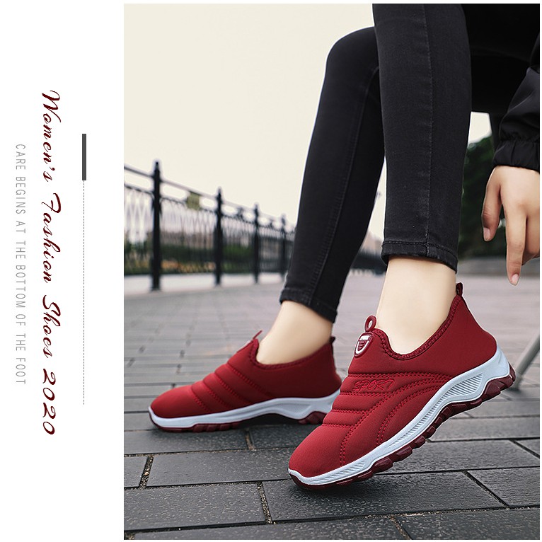 Giày Thể Thao Nữ , Giày Sneaker Nữ Không Dây M91 [ Hàng Hot ] Màu Đen Đỏ Thoải Mái Ấm Áp Nâng Niu Bàn Chân Việt | BigBuy360 - bigbuy360.vn