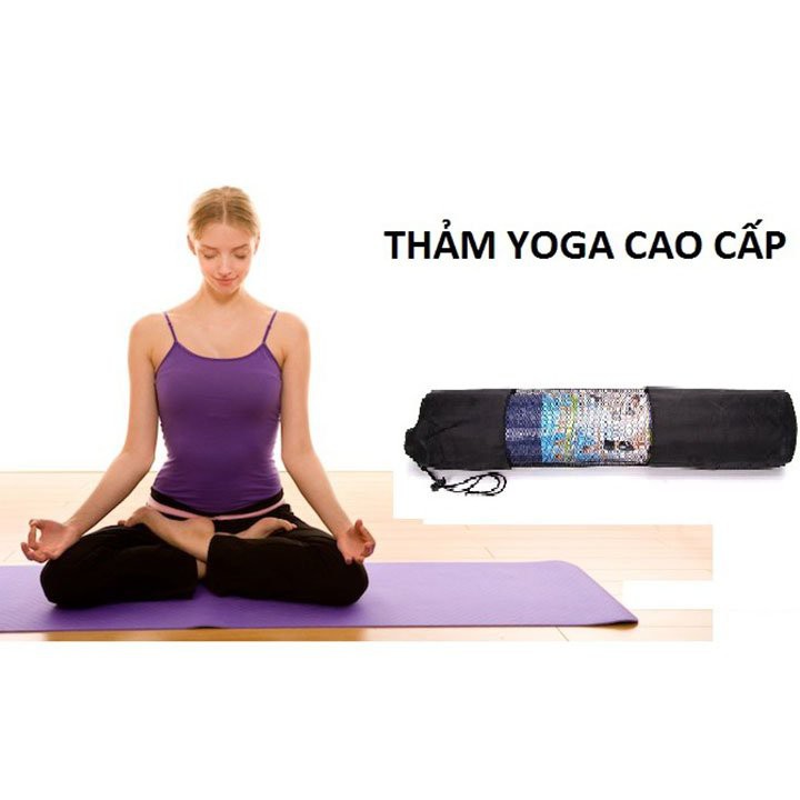 Thảm tập yoga TPE 6mm 2 lớp chống trơn + Túi đựng thảm (màu ngẫu nhiên)