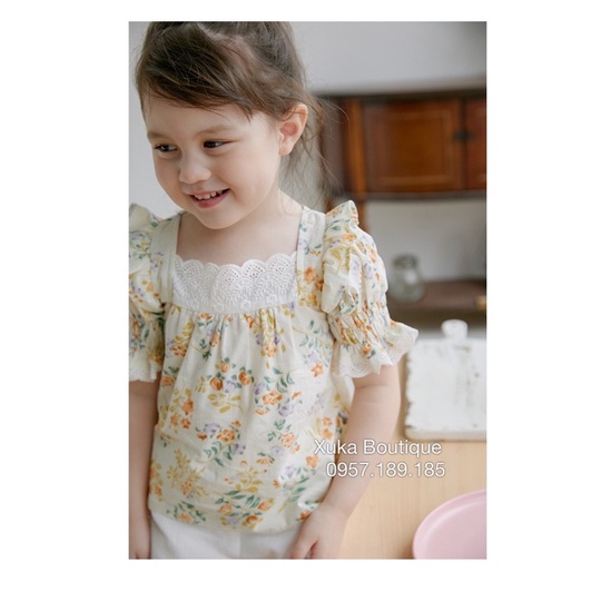 Áo Sơ Mi Cộc Tay Hoa Cổ Ren Bé Gái Phiên Bản Hàn Quốc Cực Xinh, Hàng Quảng Châu Cao Cấp Cho Bé 1 - 7 tuổi [Ảnh Thật]