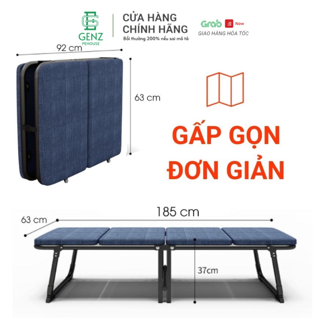 Giường Gấp Văn Phòng Gấp Gọn Đa Năng Cao Cấp Giường Xếp Thông Minh Có Bánh Xe Di Chuyển và Đệm Khung Thép Sơn Tĩnh Điện