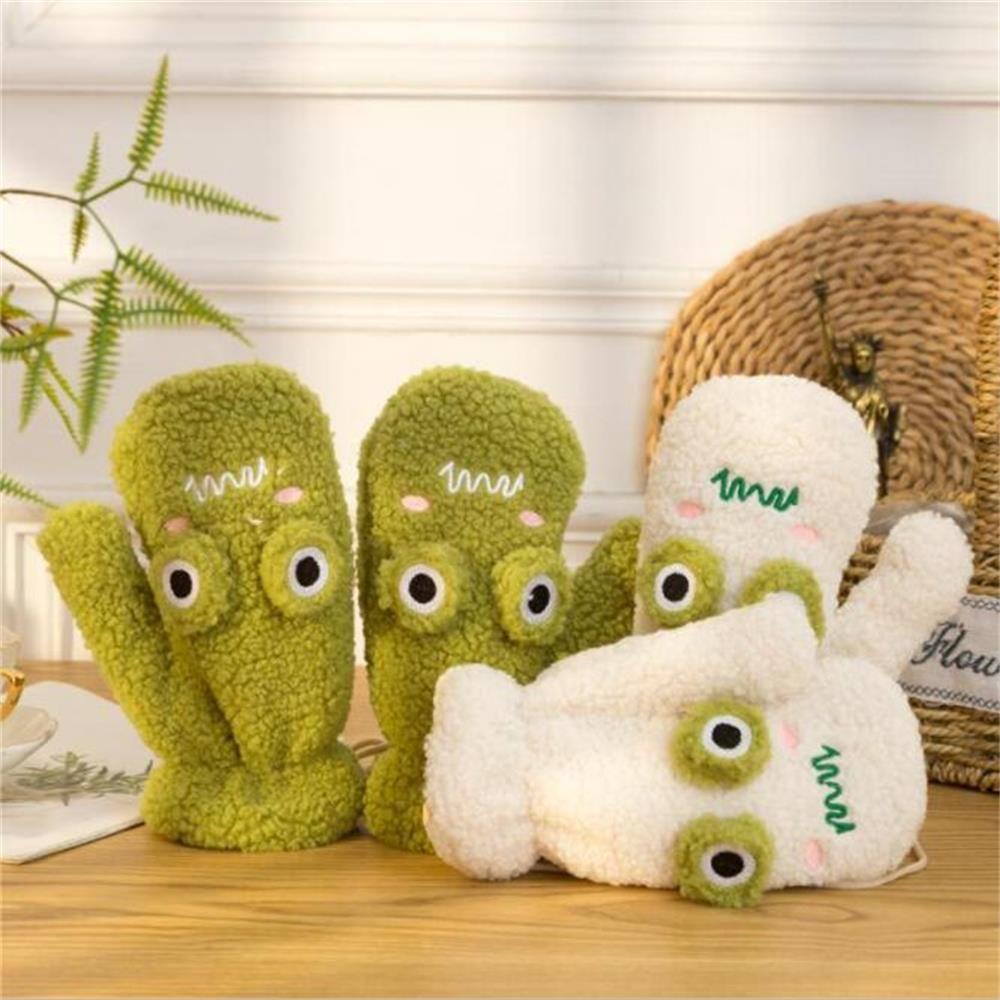 Găng Tay Vải Lông Mềm Mại Hình Chú Ếch Đáng Yêu Cho Nữ