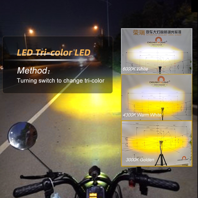 Đèn led pha mini L29 20W ánh sáng trắng/vàng có công tắc cho xe hơi/xe máy