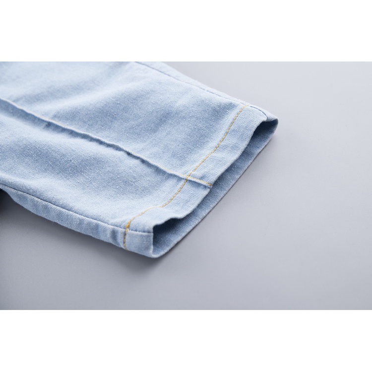 Bộ áo thun cotton in hoạt hình Luffy + mũ rơm + quần jeans cho bé trai 0-5 tuổi