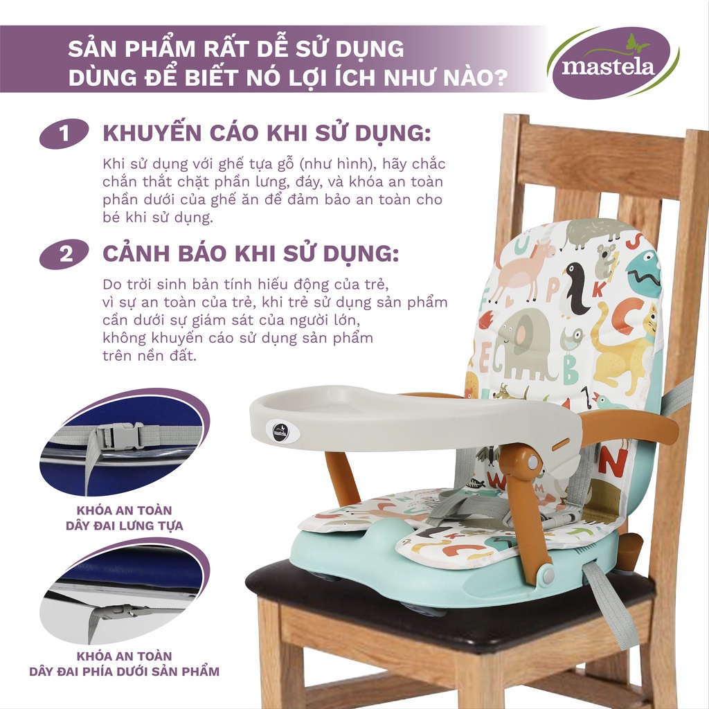 Ghế ngồi ăn dặm cho bé - gập gọn dùng gia đình, đi du lịch điều chỉnh độ cao Mastela 1013 - Bảo hành 12 tháng - BPA FREE