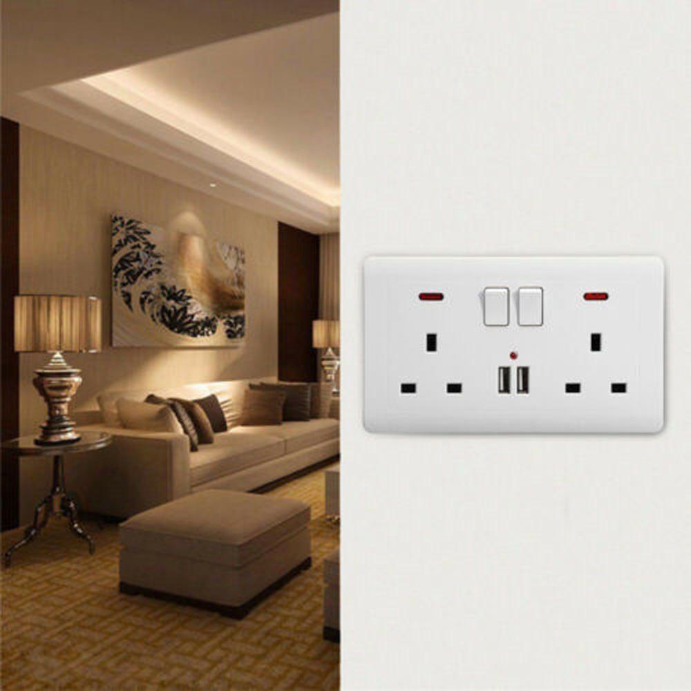 Ổ Cắm Điện UK 2 Cổng USB Tiện Dụng Cho Gia Đình