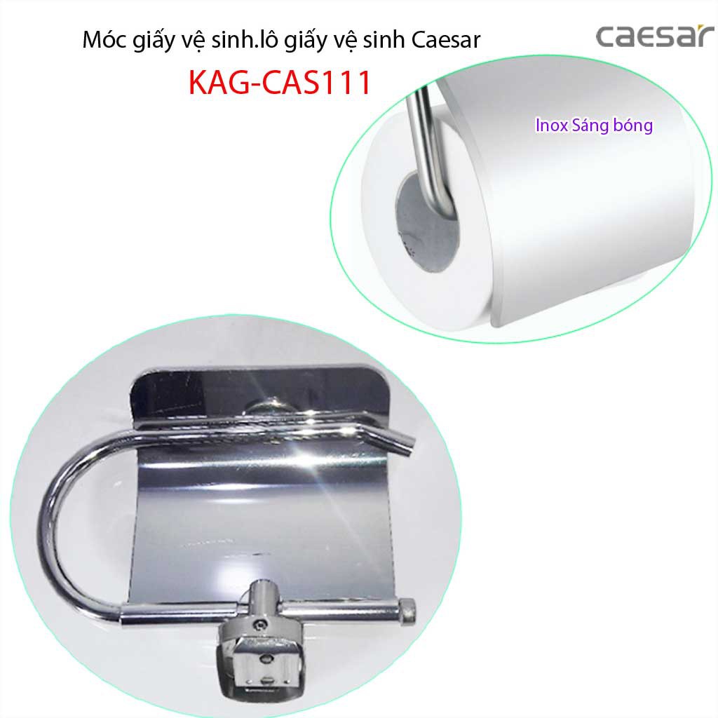 Móc gấy Caesar KAG-CAS111, hộp để giấy vệ sinh inox 304 bóng thiết kế cao cấp