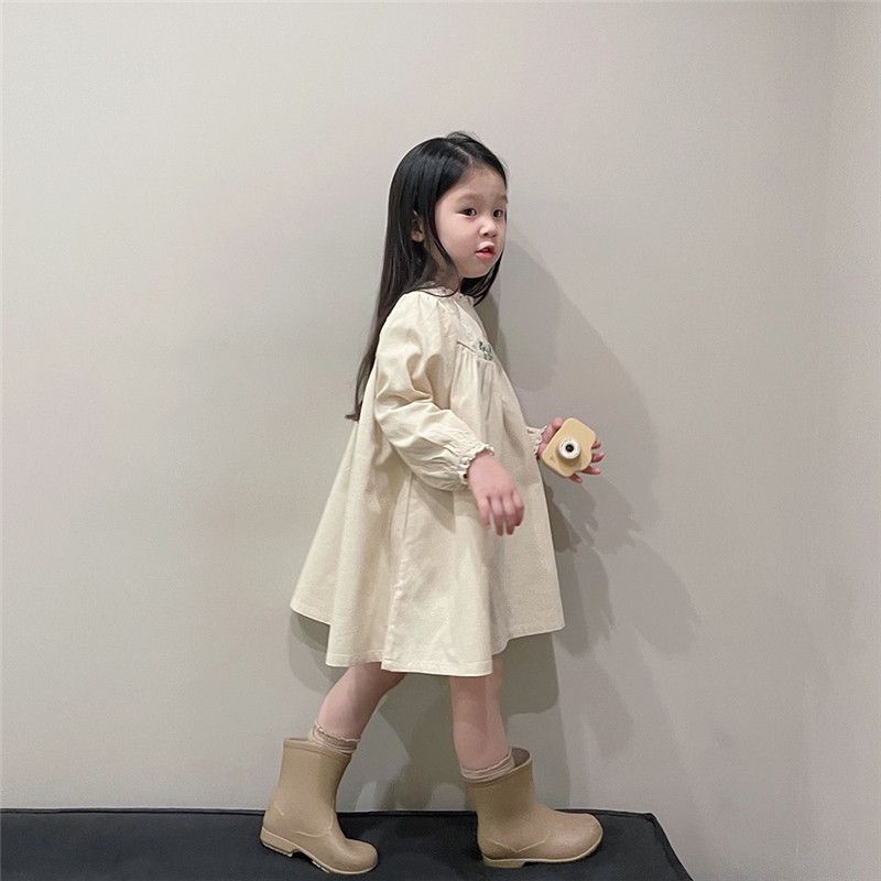 Váy Đũi Cara Dài Tay Thêu Hoa 3 Màu Cực xinh cho Bé Gái_umeekids