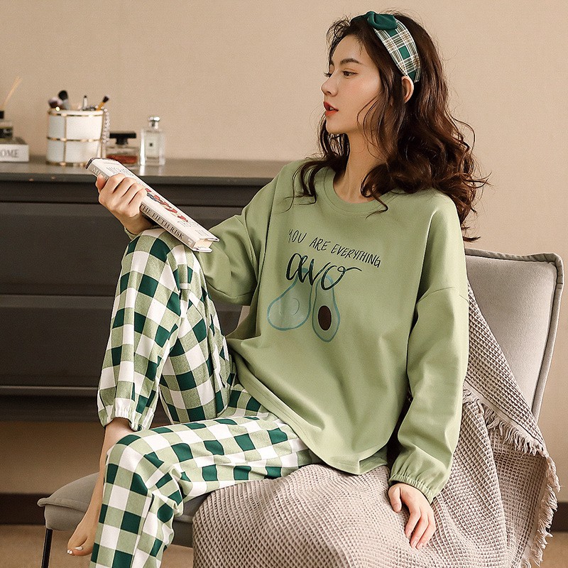 Bộ đồ ngủ nữ, pijama, quần áo mặc nhà dài tay vải co giãn 4 chiều thu đông xuân dễ thương kèm ảnh thật QA07