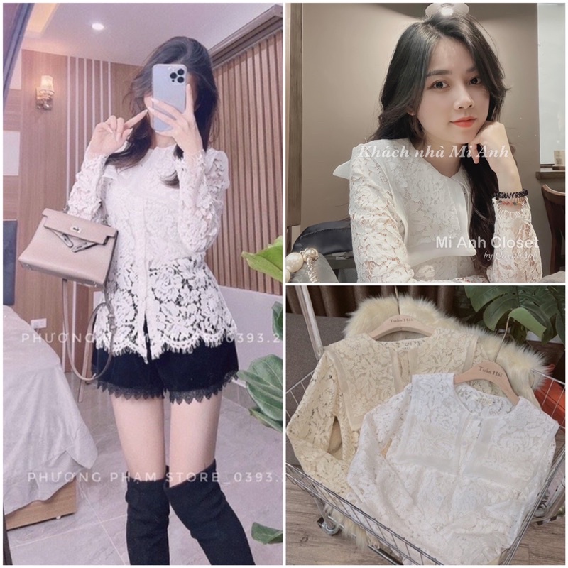 Áo sơmi ren kèm quây co dãn