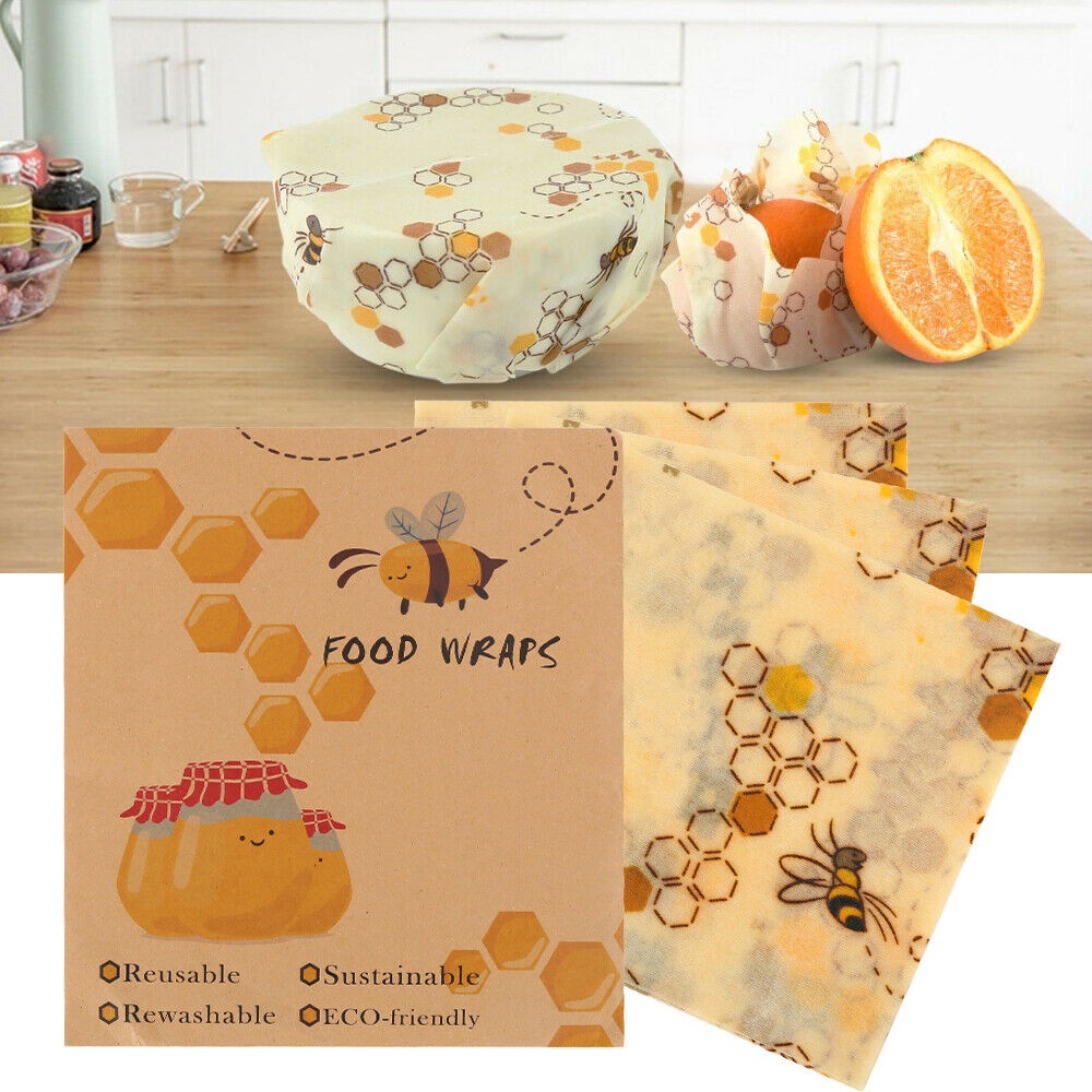 [huite]Natural Beeswax Reusable Food Wraps Eco Living No More Plastic Bee Wax Cloth