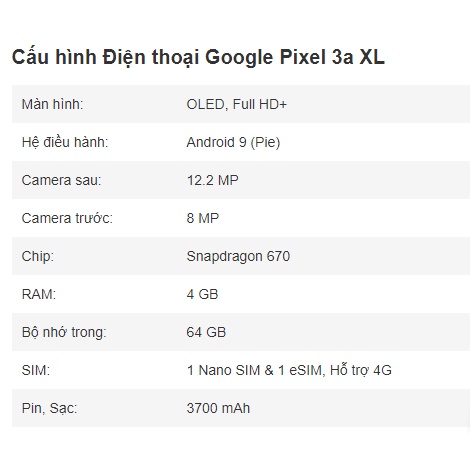 Điện thoại Google Pixel 3a XL, 3xl, 3 | BigBuy360 - bigbuy360.vn