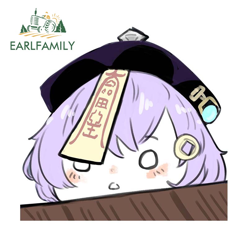Earlfamily 13cm QiQi Ngộ nghĩnh Peeker Xe Dán Genshin Tác Động Anime Xe Đề Can Vinyl Xe Bọc Decal Trang Trí Chống Thấm Nước