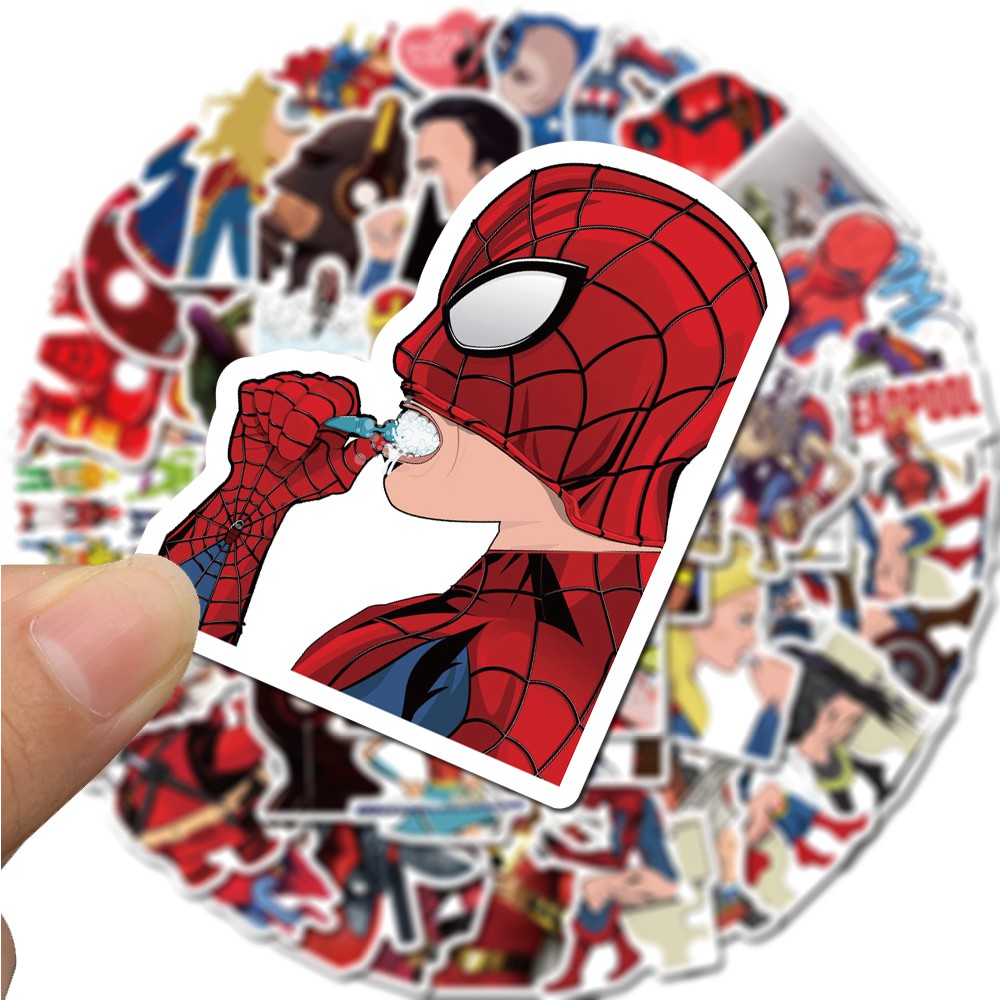 Set 50 stickers hình dán phong cách Marvel chống thấm nước cho Laptop/Điện thoại/Xe hơi | BigBuy360 - bigbuy360.vn