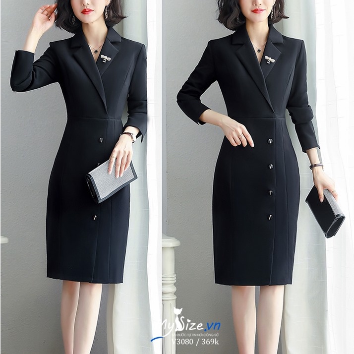 Đầm ôm  cổ  vest  v3080