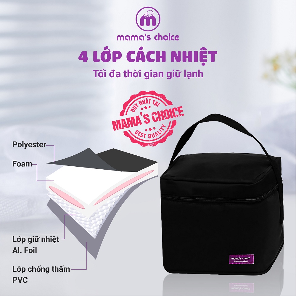 Túi giữ nhiệt Mama’s Choice, 4 lớp dày dặn, giữ lạnh và bảo quản sữa mẹ đến 14 giờ