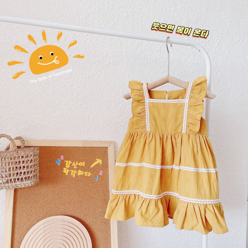 VÁY HÈ CÁNH TIỀN 3 TẦNG VIỀN REN TRẤNG CHẤT THÔ BOI CHO BÉ GÁI 1-6 TUỔI( MÃ V150603)