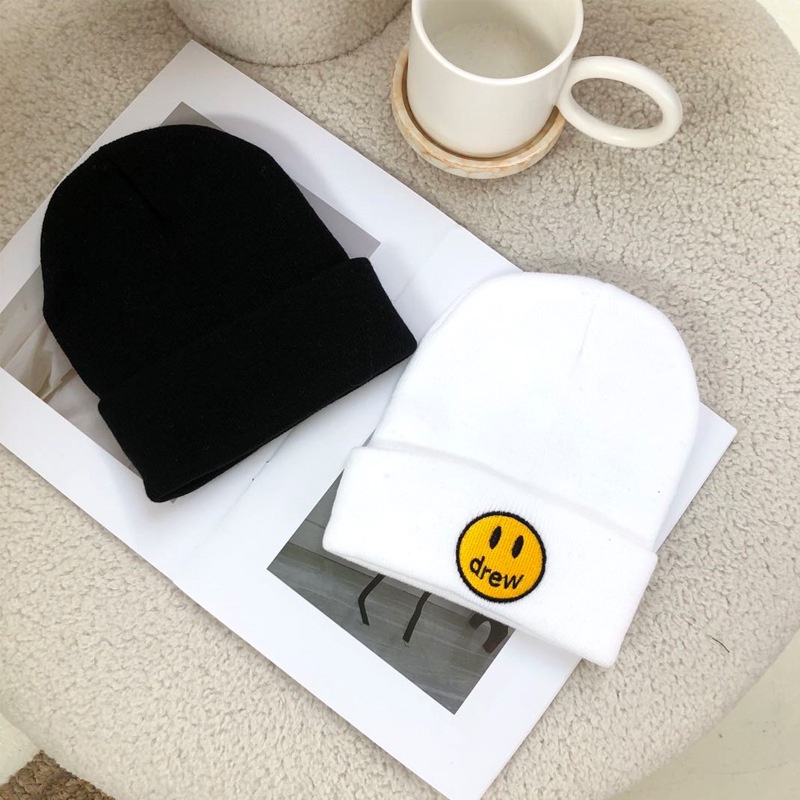 Nón len đi đà lạt mũ Beanie thêu hình mặt cười Drew form unisex nam nữ thời trang hip hop - ML04