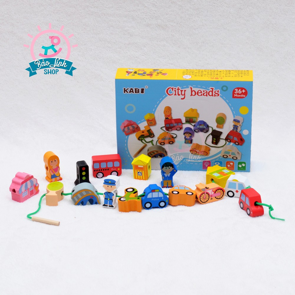 Đồ chơi gỗ - Xâu hạt luồn dây chính hãng Kabi cho bé vận động tinh, phát triển trí tuệ| Đồ chơi an toàn