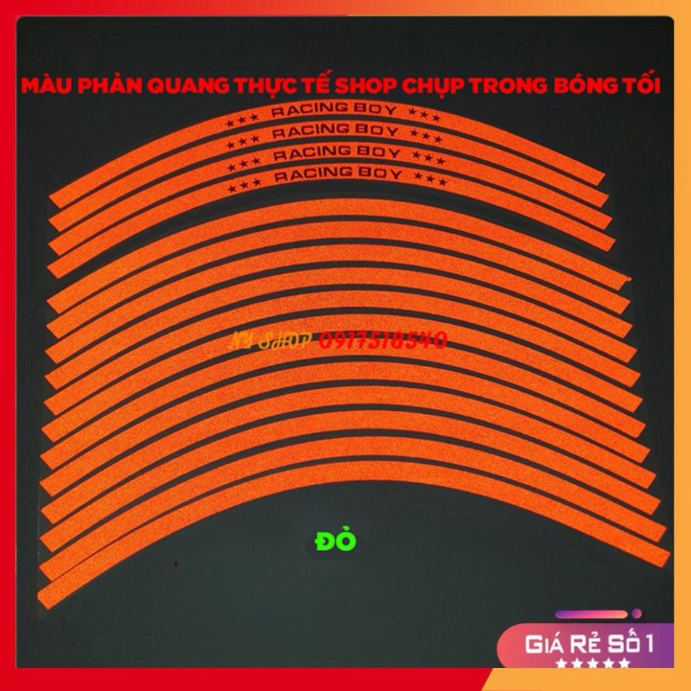 🏆 DECAL RACING PHẢN QUANG DÁN VÀNH RCB (TEM CHỈ VÀNH 1 BỘ ĐỦ DÁN 2 BÁNH) 🏆 (ảnh thật)