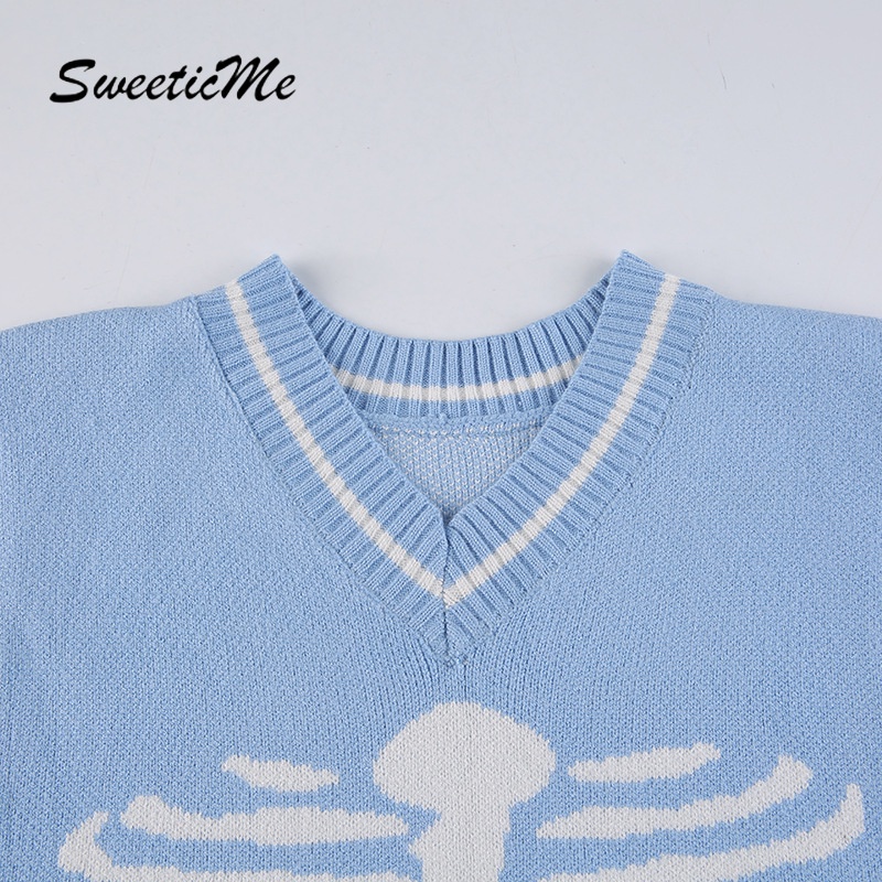 Áo sweater tay rộng in hình ngọt ngào dành cho nữ