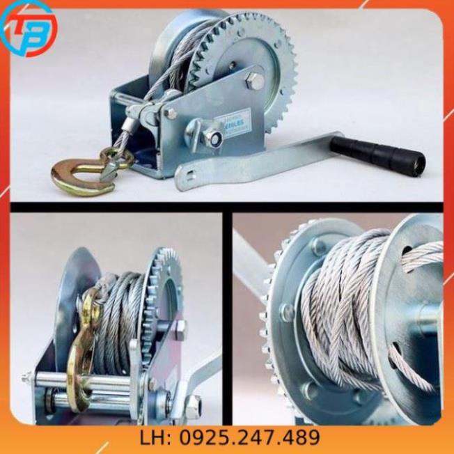 Tời Quay Tay 1000 LBS Tải Trọng 450 Kg Có Cáp Móc 8 Mét Liên Sơn