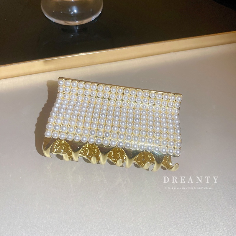 Kẹp Tóc Hình Cá Mập Dát Kim Cương Giả Đính Ngọc Trai Phong Cách Hàn Quốc Thời Trang Độc Đáo