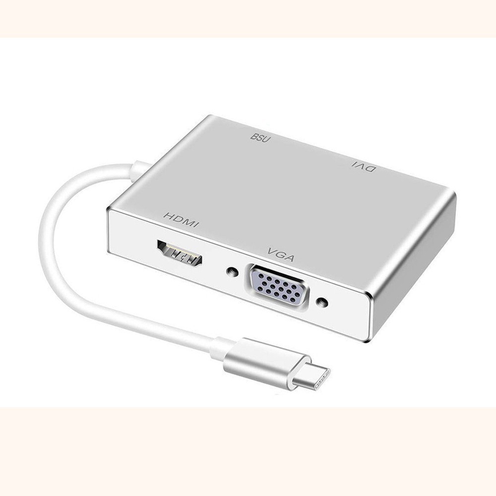 Bộ Chuyển Đổi Type-C 3.1 Sang 4k Hdmi + Vga + Dvi + Usb 3.0 Usb-C 4 Trong 1 Cho Macbook Series