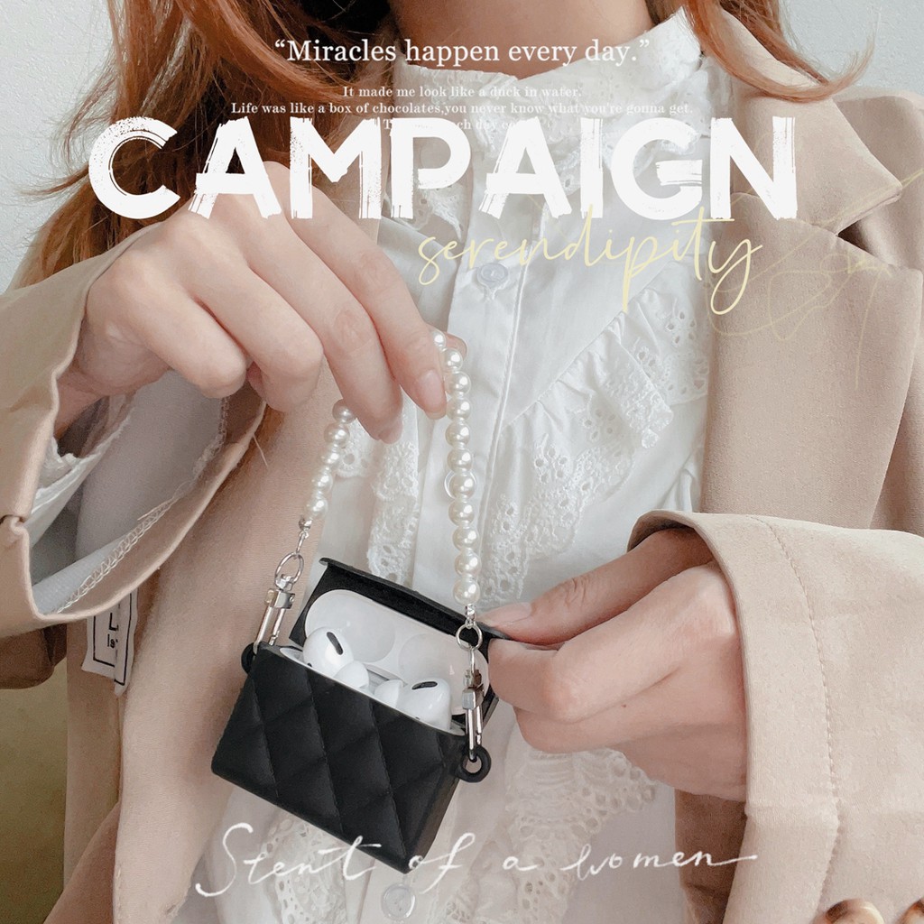 Vỏ Bảo Vệ Hộp Sạc Tai Nghe AirPods 1/2 3 pro Hình Túi Xách Đính Ngọc Trai Dễ Thương T