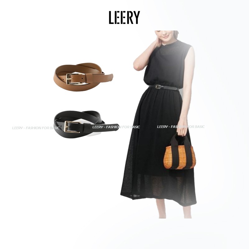 Thắt lưng nữ chất da 2 màu thời trang basic đen/ nâu (ảnh thật) PK-01 - LEERY