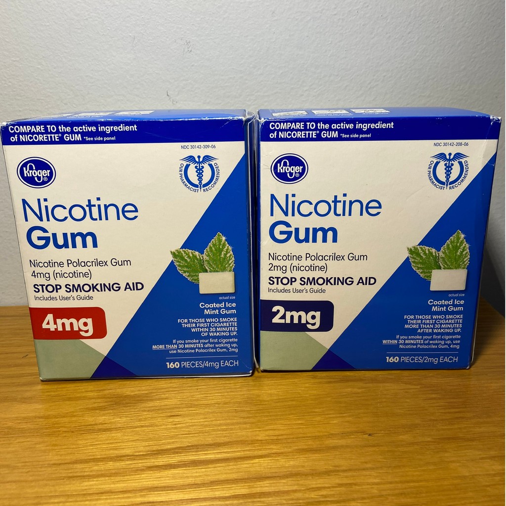 Kẹo cao su Kroger Nicotine Gum 2mg,160 viên, hương bạc hà