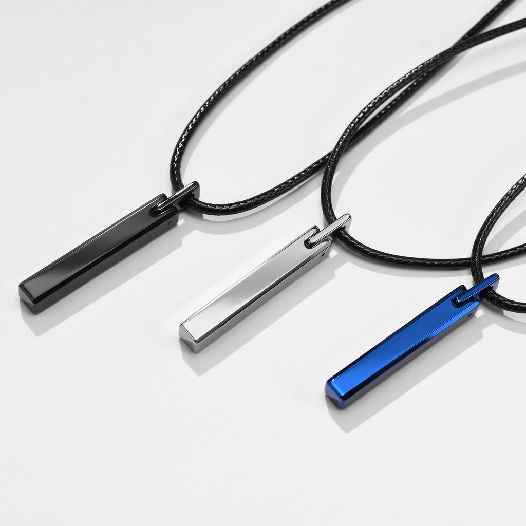 Vnox Vòng cổ Dài 26 Inch Mặt Thanh Hình Học Màu Xanh Đen Hoàng Gia Cho Nam Làm Quà Tặng