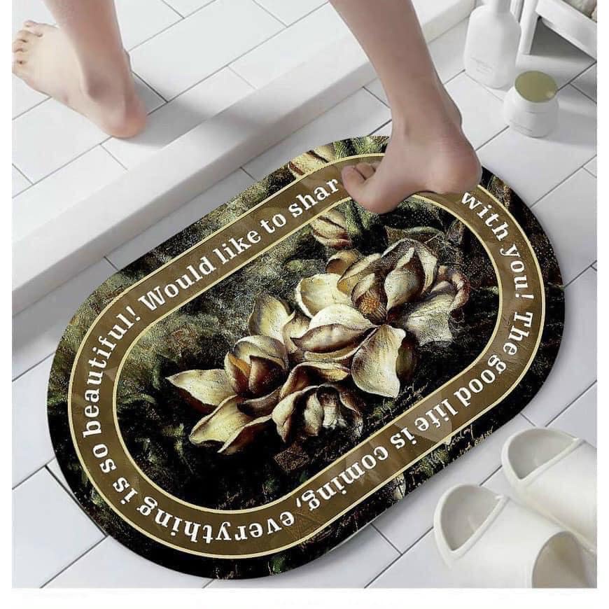 Thảm Lau Chân Hình Bầu Chống Trơn Trượt Thấm Nước 40*60cm Màu Vintage | Liz Flower