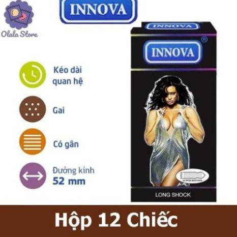 BAO CAO SU INNOVA [ KÉO DÀI THỜI GIAN]  LONG SHOCK - HỘP 12 BAO KÉO DÀI THỜI GIAN QUAN HỆ