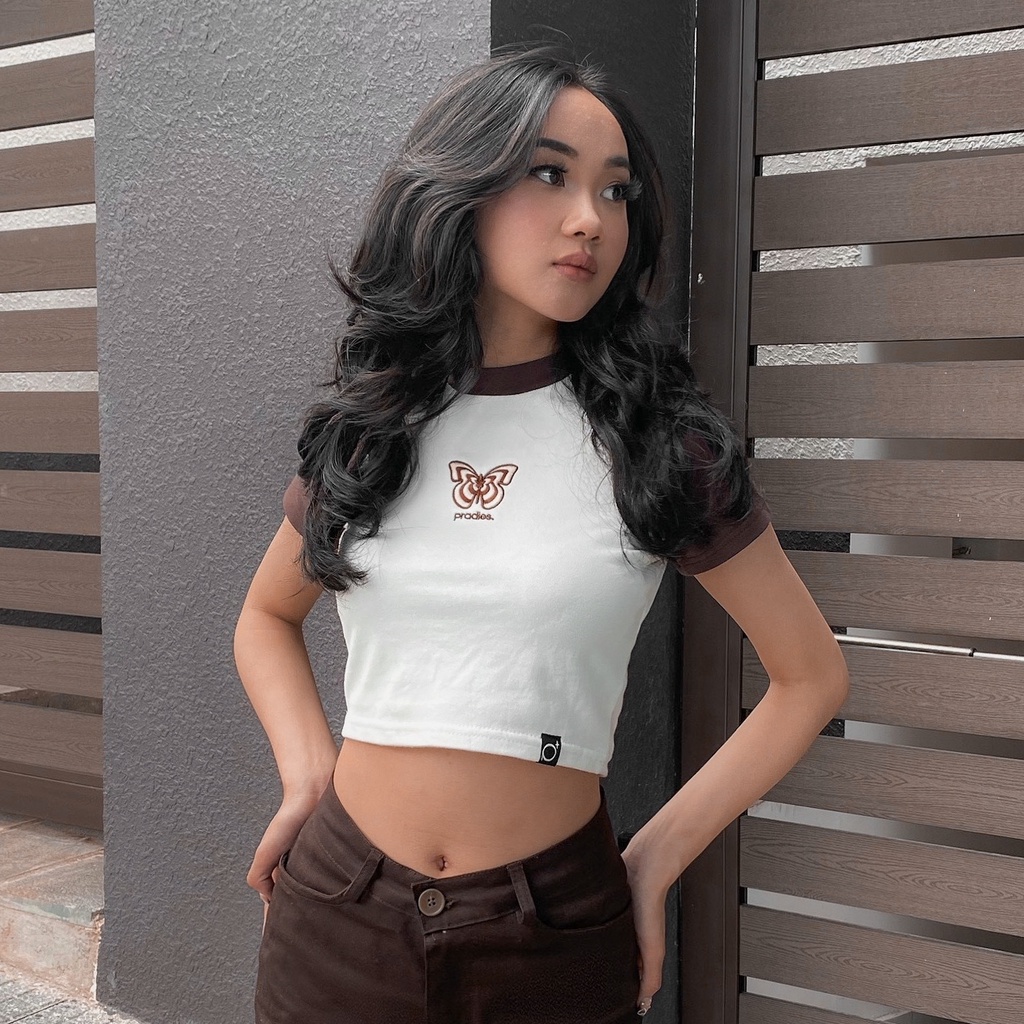 Áo Croptop Phối Tay PRADIES Butterfly