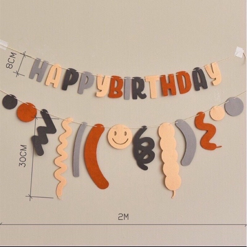 Set trang trí sinh nhật dây dạ Happy Birththday vải dạ trang trí sinh nhật hàn quốc cho mọi lứa tuổi [SDD001]