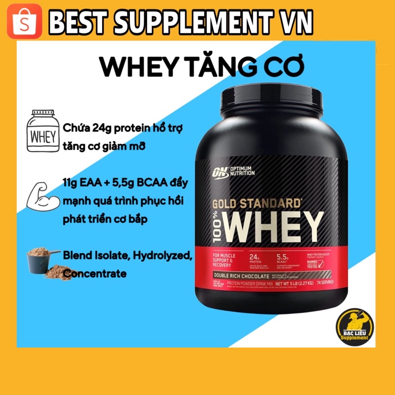 Whey 5Lbs ON Gold Standard 100% + Tăng cơ cao cấp