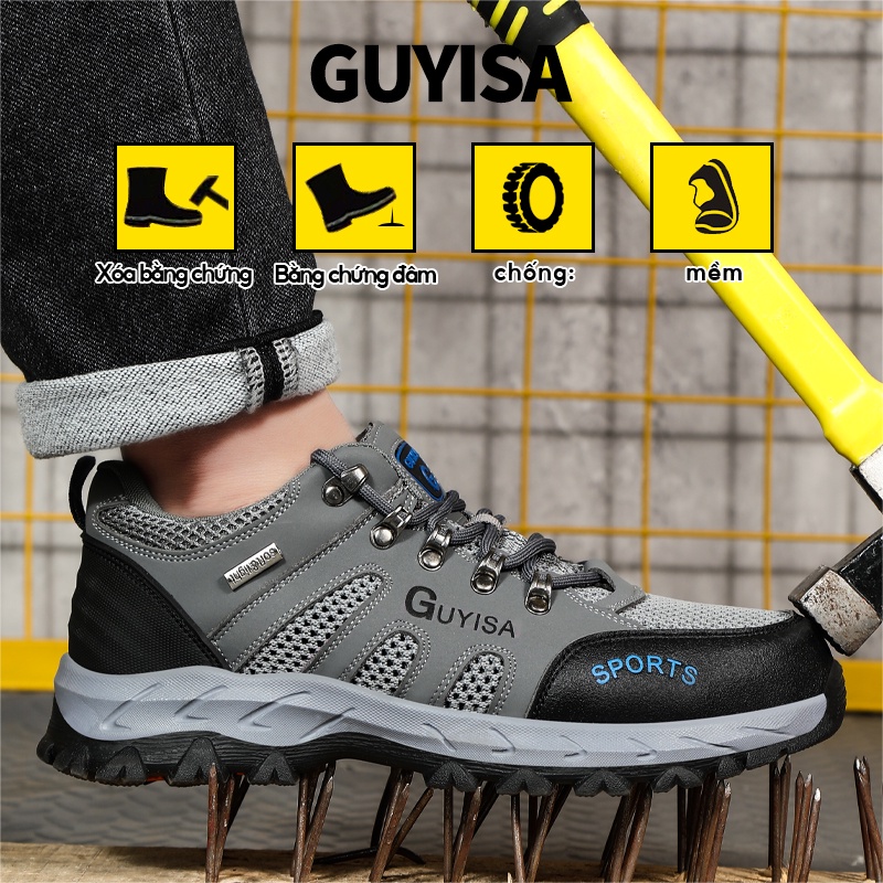 Giày bảo hộ lao động GUYISA mũi thép chống va chạm chống mòn thoải mái an toàn cho nam