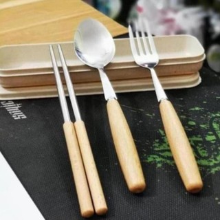 Bộ Thìa, Dĩa, Đũa Inox Hộp Đựng Lúa Mạch