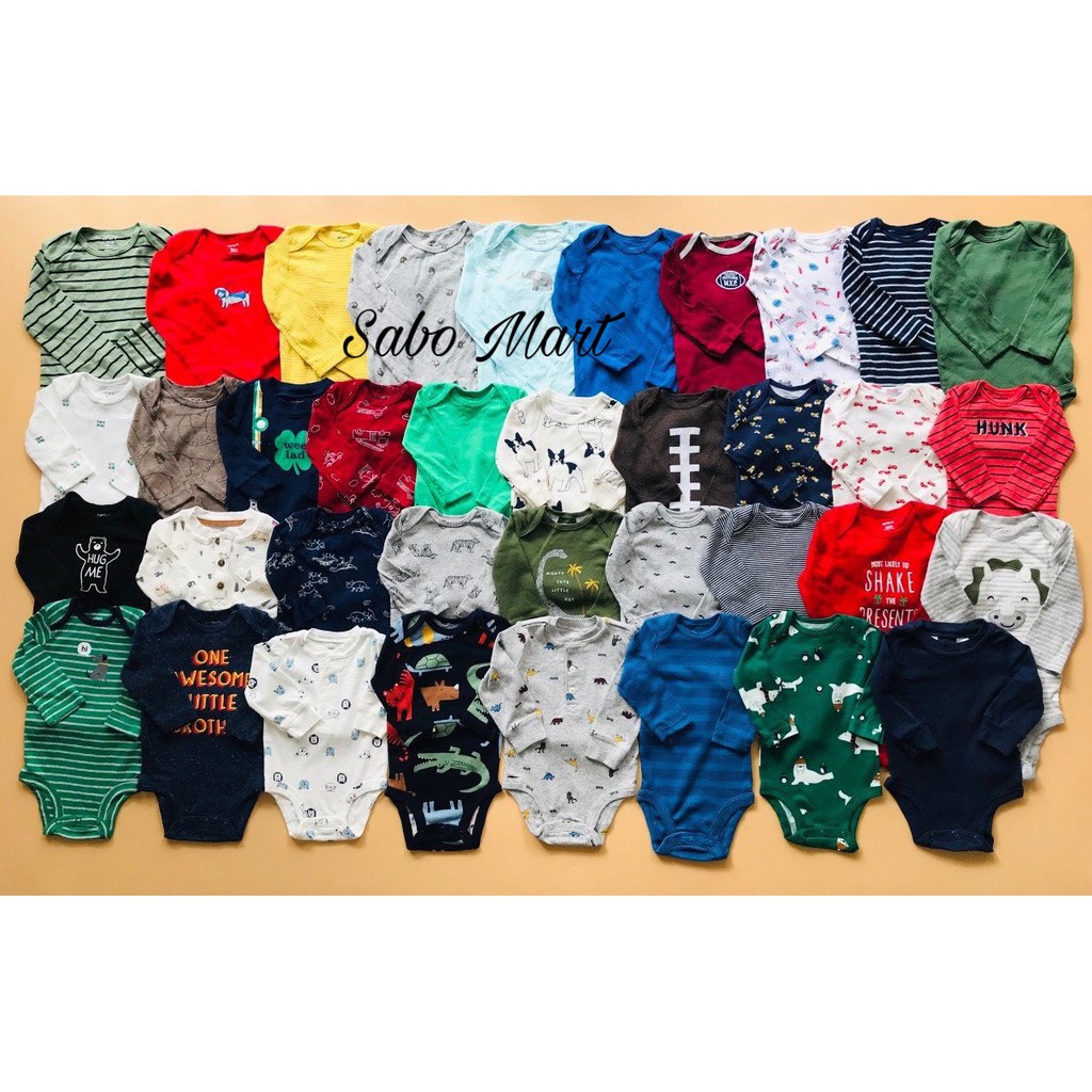 SET 5 BodySuit, Body Chip Dài Tay Xuất Dư Xịn Xò 100% Cotton Cho Bé trai/Bé gái