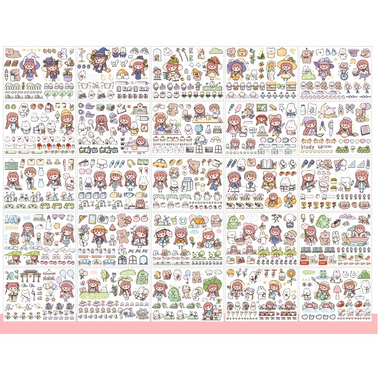 Sổ Sticker Cute Mini Happy Trip 50 Tấm Dụng Cụ Dán Bullet Journal Trang Trí Sổ Tay Nhật Ký ST42