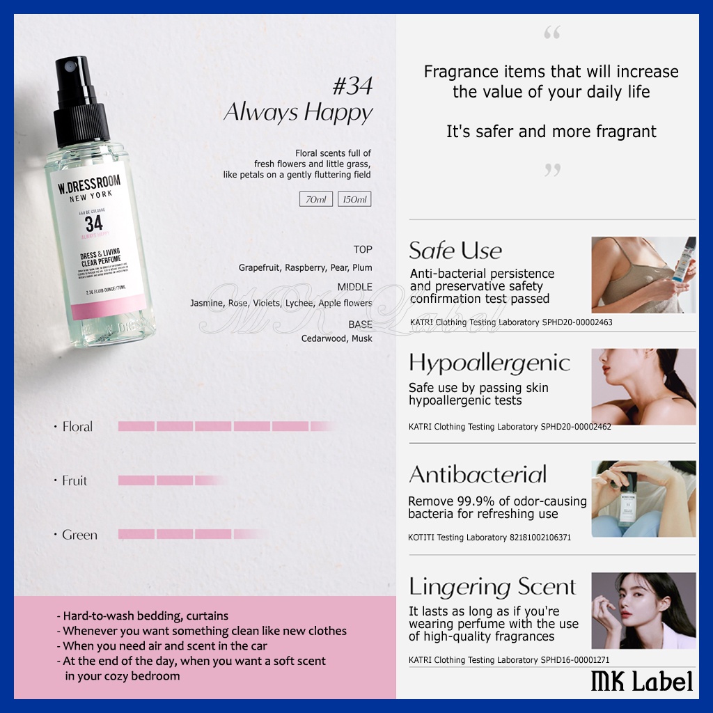 Nước hoa W.Dressroom no.49 70ml + no.34 70ml Dresroom Dressroid Dresss độc đáo