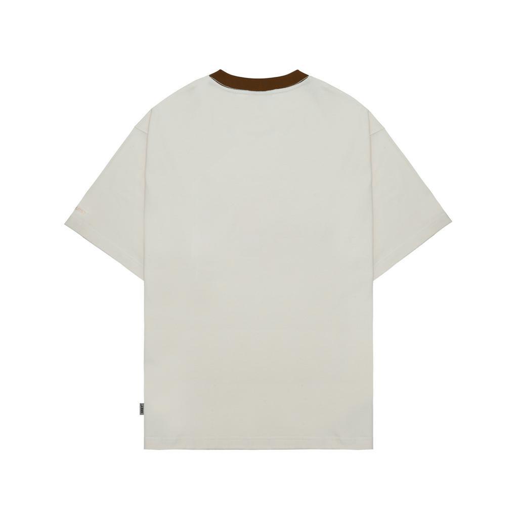 Áo thun tay lỡ Black Grey x Four Basic Piping classic Cream Brown T303