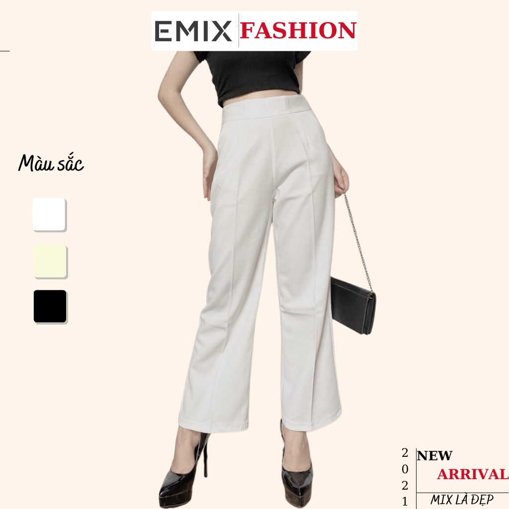 Quần tây nữ đi học ống sớ công sở EMIX (3 màu), dáng dài 100m, khóa sườn, cạp cao dài 100cm, vải tuyết mưa mềm mịn Q02