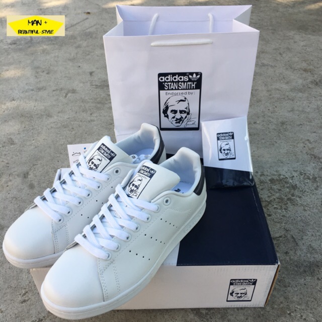 Giày thể thao STAN SMITH trắng gót xanh than