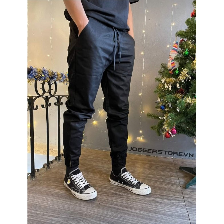 QUẦN JOGGER KAKI NAM NỮ VẢI MỊN KHÓA KÉO GÓT